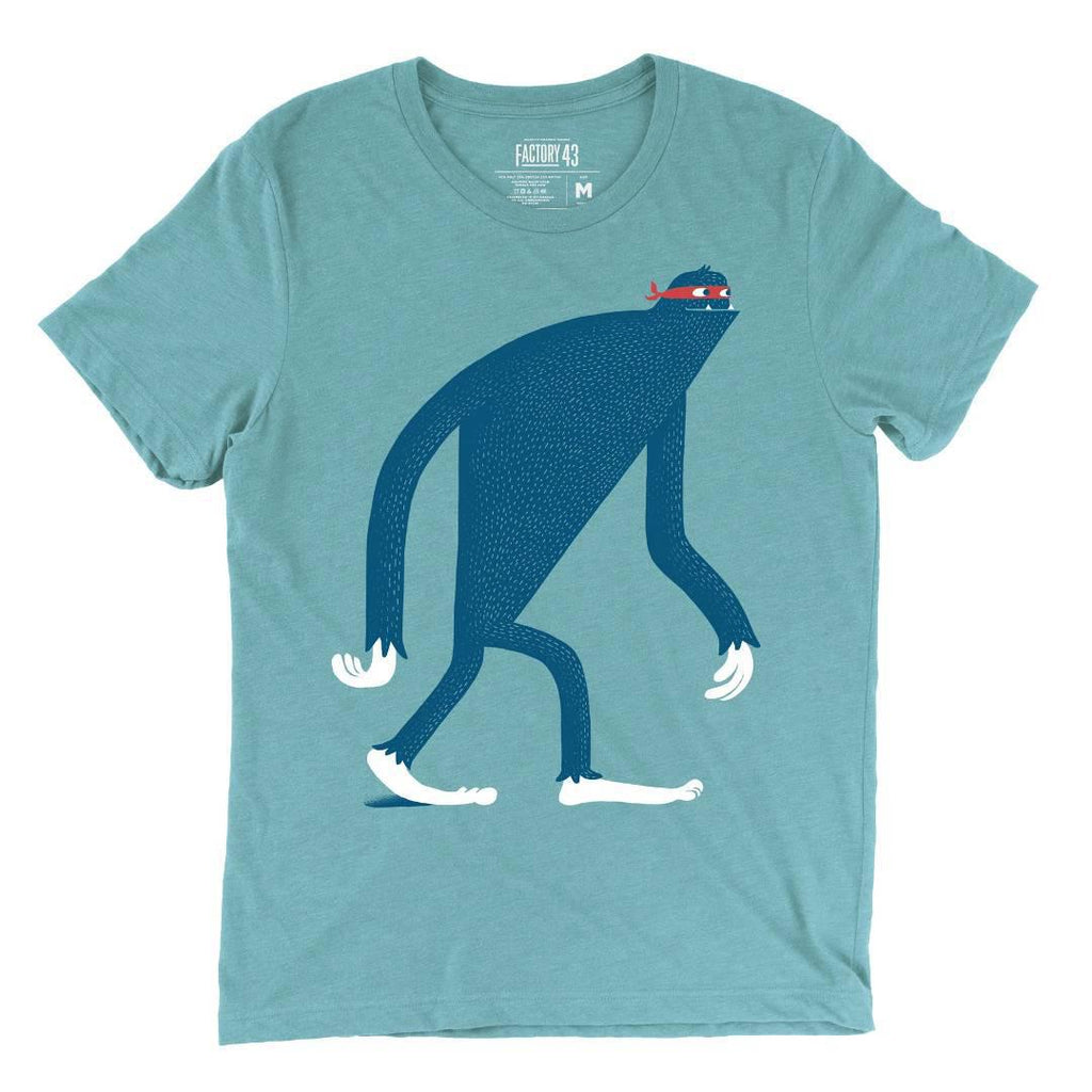 Adult Crew Neck - Sasquatch in Disguise Blue Lagoon Tee (XS - 3XL) by Factory 43