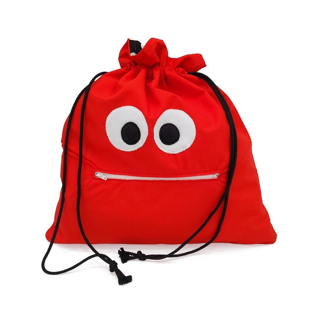 Bag - Chomper Buddy Drawstring (Red BW Polka Dots) by Peek A Boo Plush