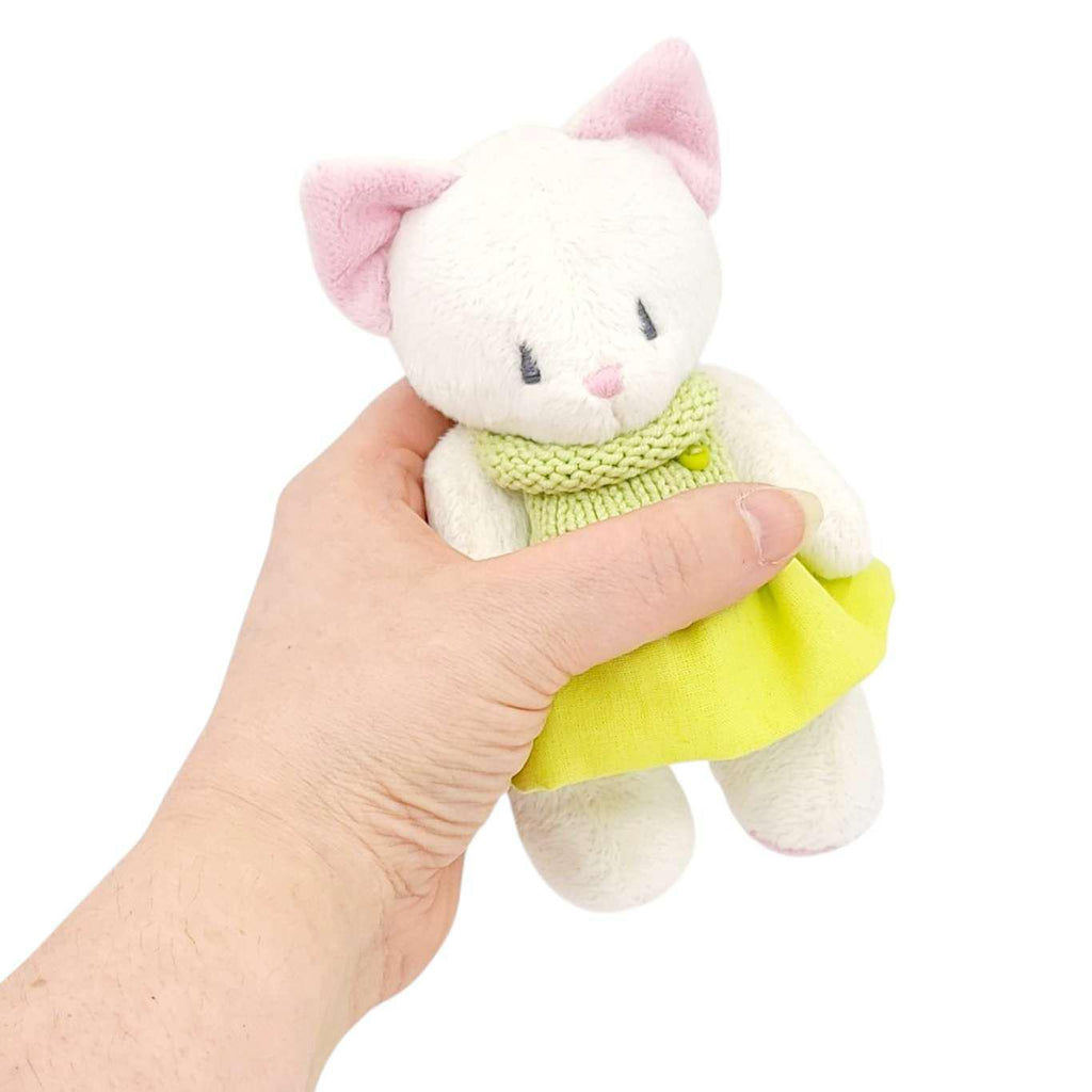 Plush - White Kitty in Green Outfit by Frank and Bubby