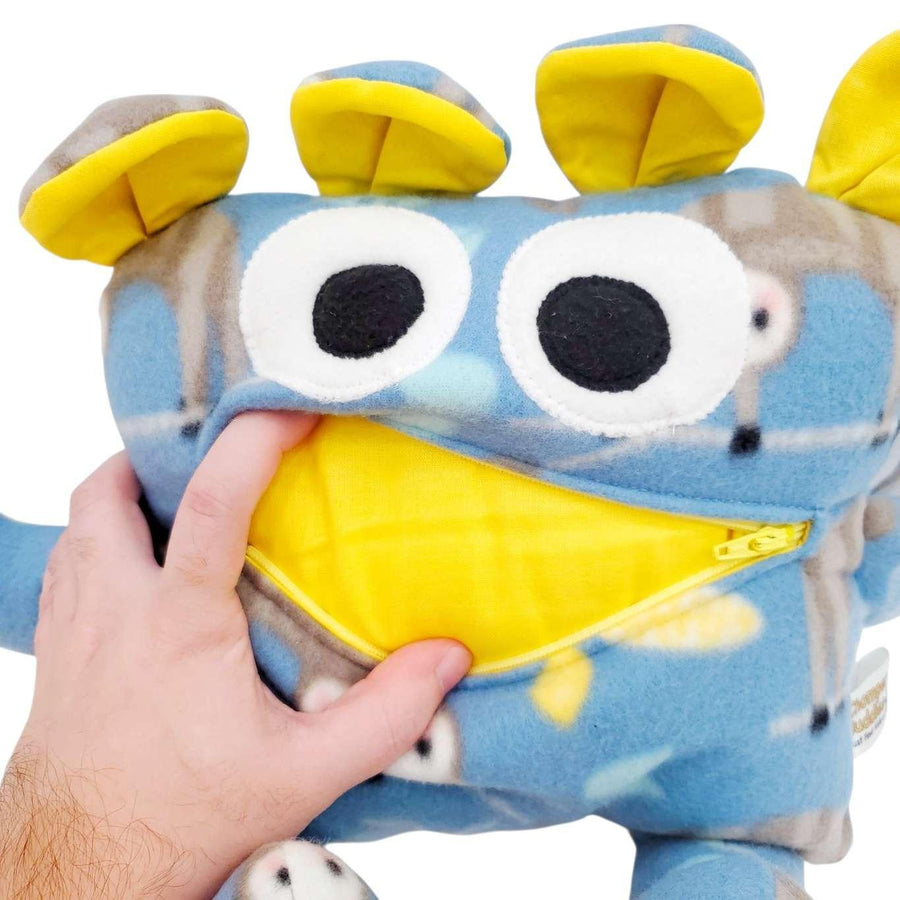 Plush - 14in - Large Chomper Buddy (Blue Sloths Yellow) by Peek A Boo Plush, image 5 of 7