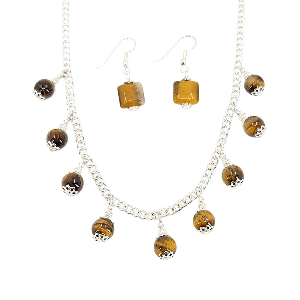 Earrings - Square Bead Drops (Tiger’s Eye) by Tiny Aloha