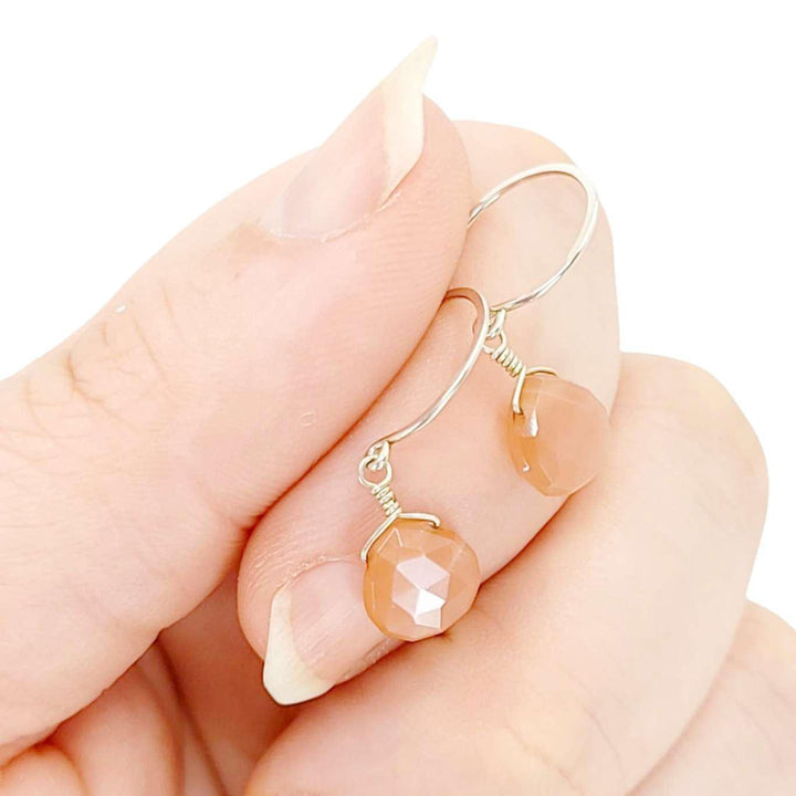 Earrings - Sterling Gemstone Drops (Peach Moonstone) by Foamy Wader