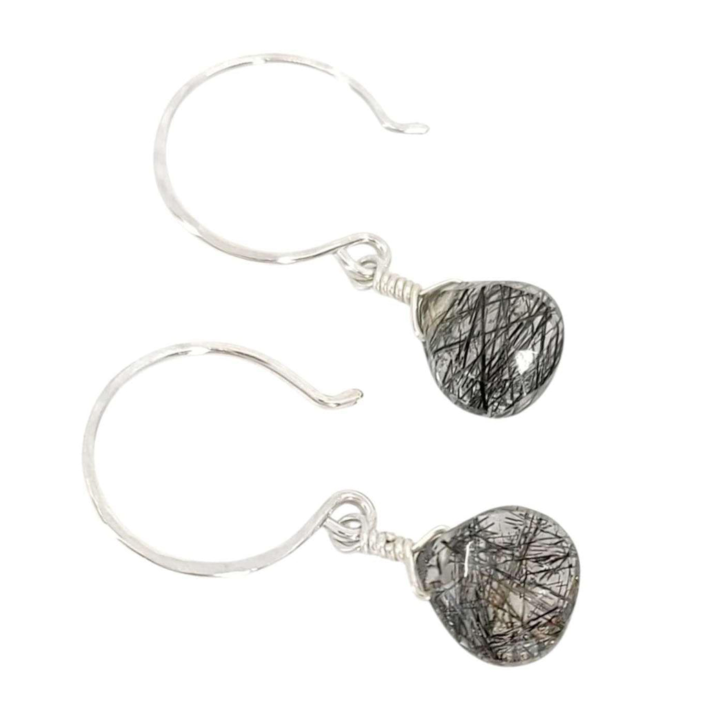 Earrings - Sterling Gemstone Drops (Tourmalinated Quartz) by Foamy Wader