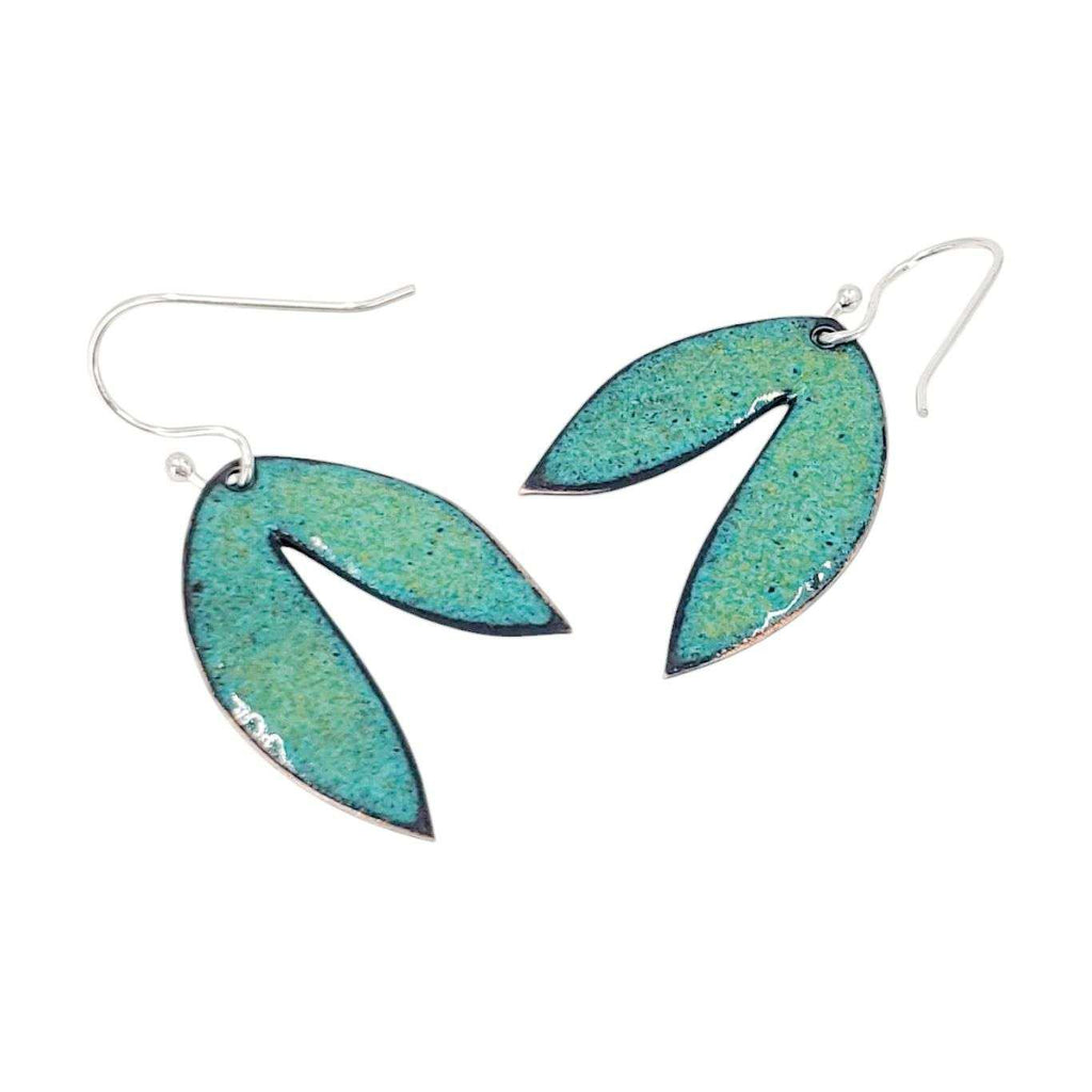 Earrings - Double Small Leaf (Green Gradient) by Magpie Mouse Studios