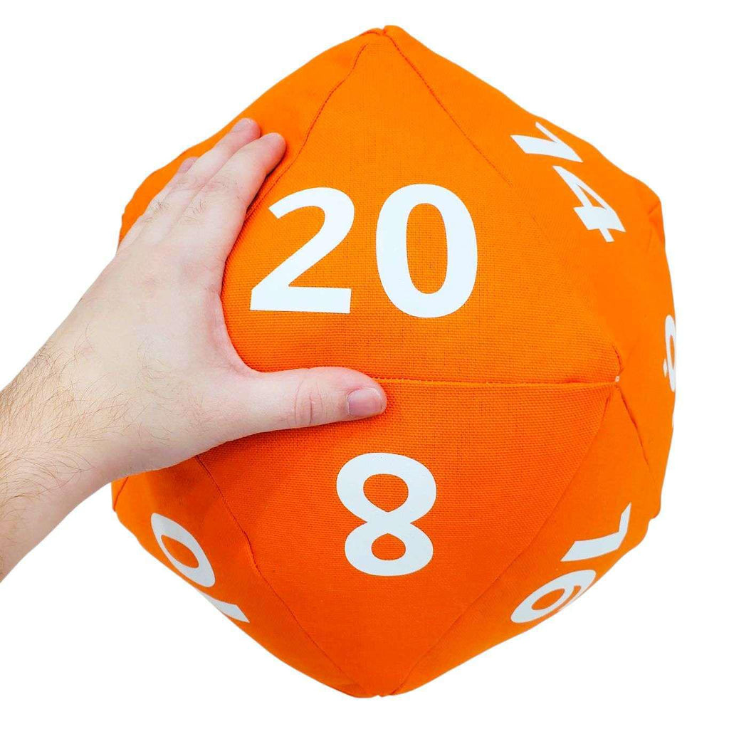 Pillow - Large D20 in Orange with White Numbers by Saving Throw Pillows
