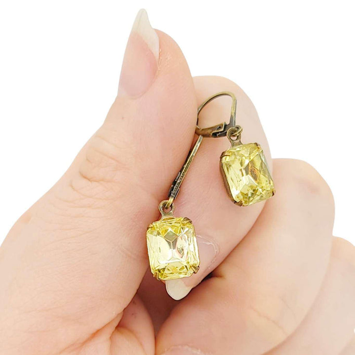 Earrings - Oranges and Yellows - Brass Vintage Rhinestone Dangles (Assorted Styles) by Christine Stoll | Altered Relics