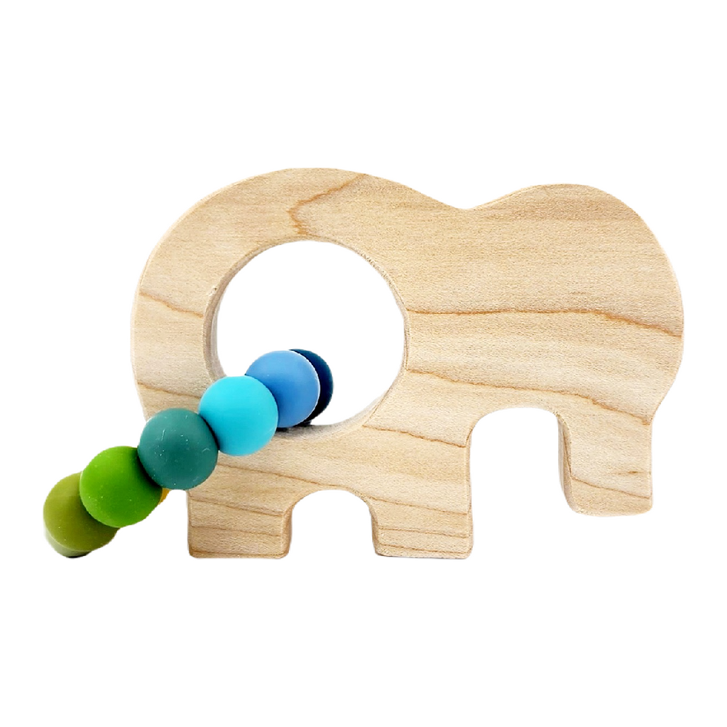 (30% Off) Wooden Grasping Toy - Elephant (Mountain) with Teething Beads by Bannor Toys