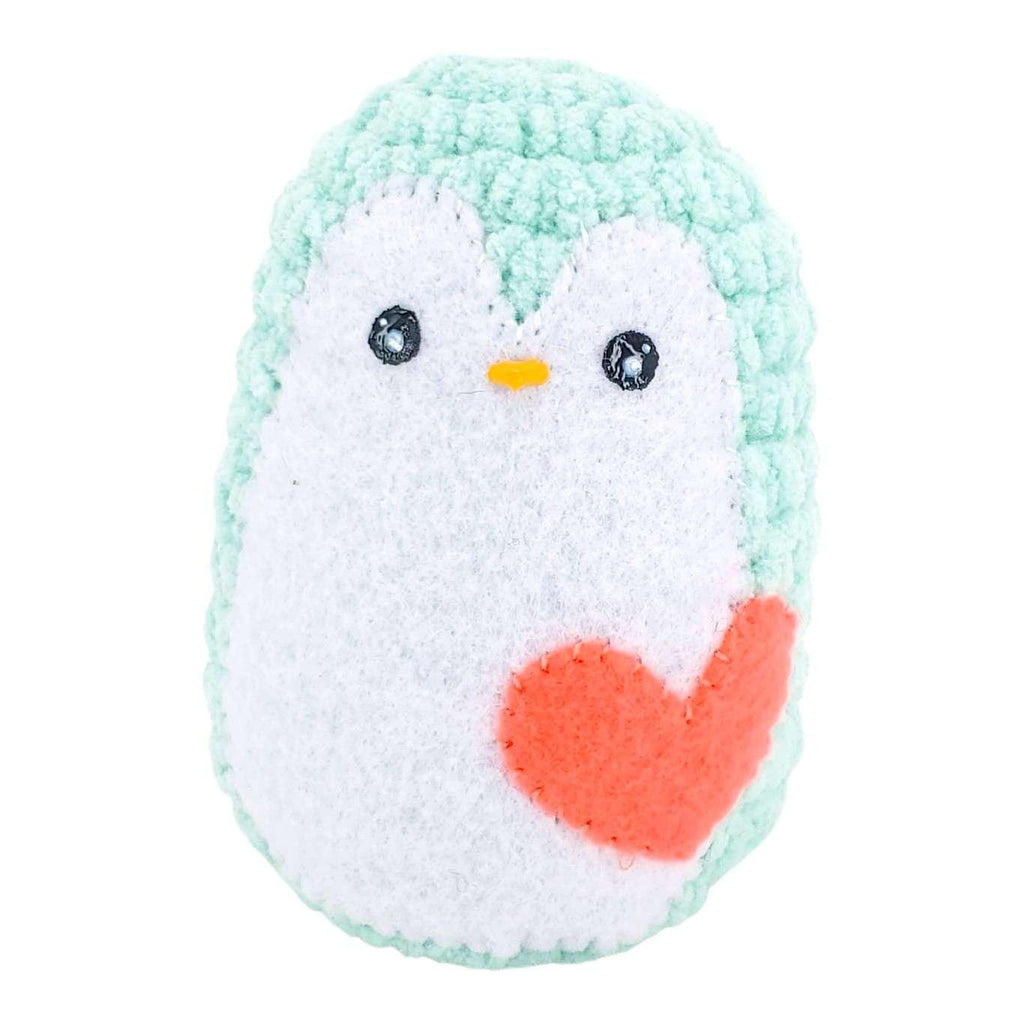 Plush Toy - Small Penguin (Mint with Coral Heart) by Moyo Workshop