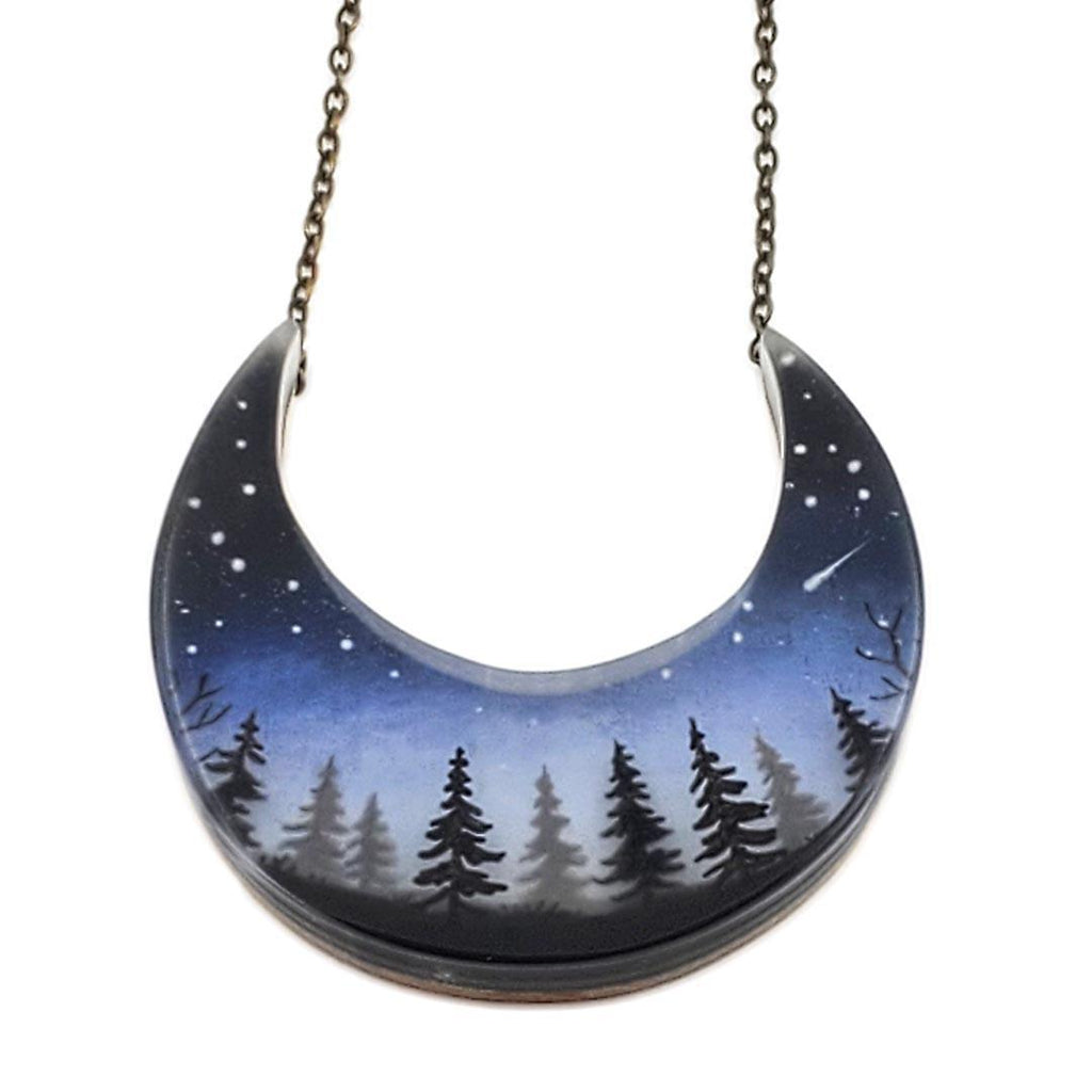 Necklace - Crescent Woods Painted by Fernworks