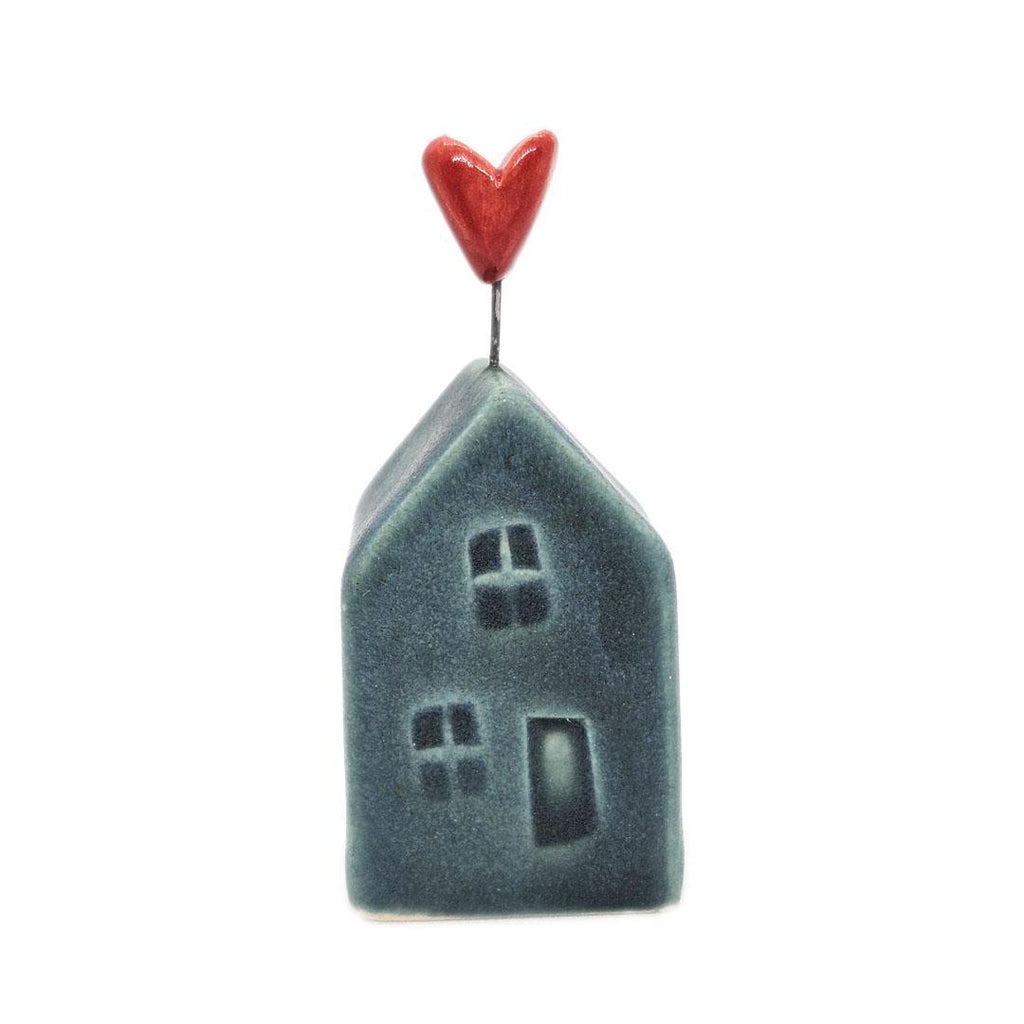 Tiny Pottery House - Teal with Heart (Assorted Colors) by Tasha McKelvey