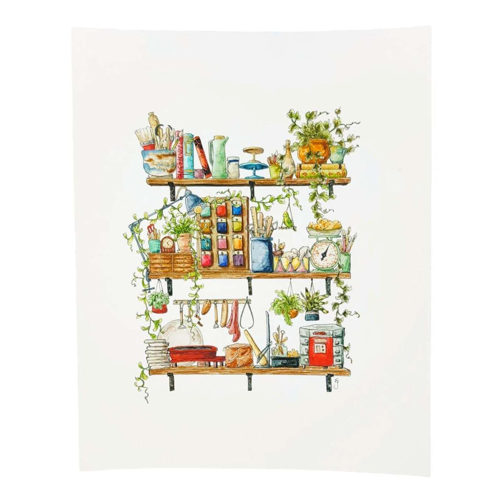Art Print - 8x10 - The Potter's Shelves by Lizzy Gass