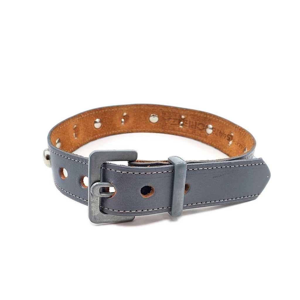 Dog Collar - M - Gray with Studs Crystals by Greenbelts