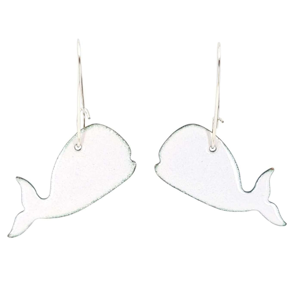 Earrings - Whale Long Dangle (Solid White) by Magpie Mouse Studios