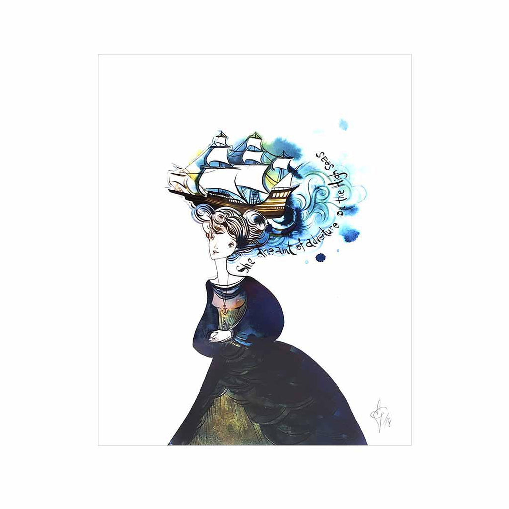 Art Print - 8.5x11 - She Dreamt of Adventure by Odd Fauna