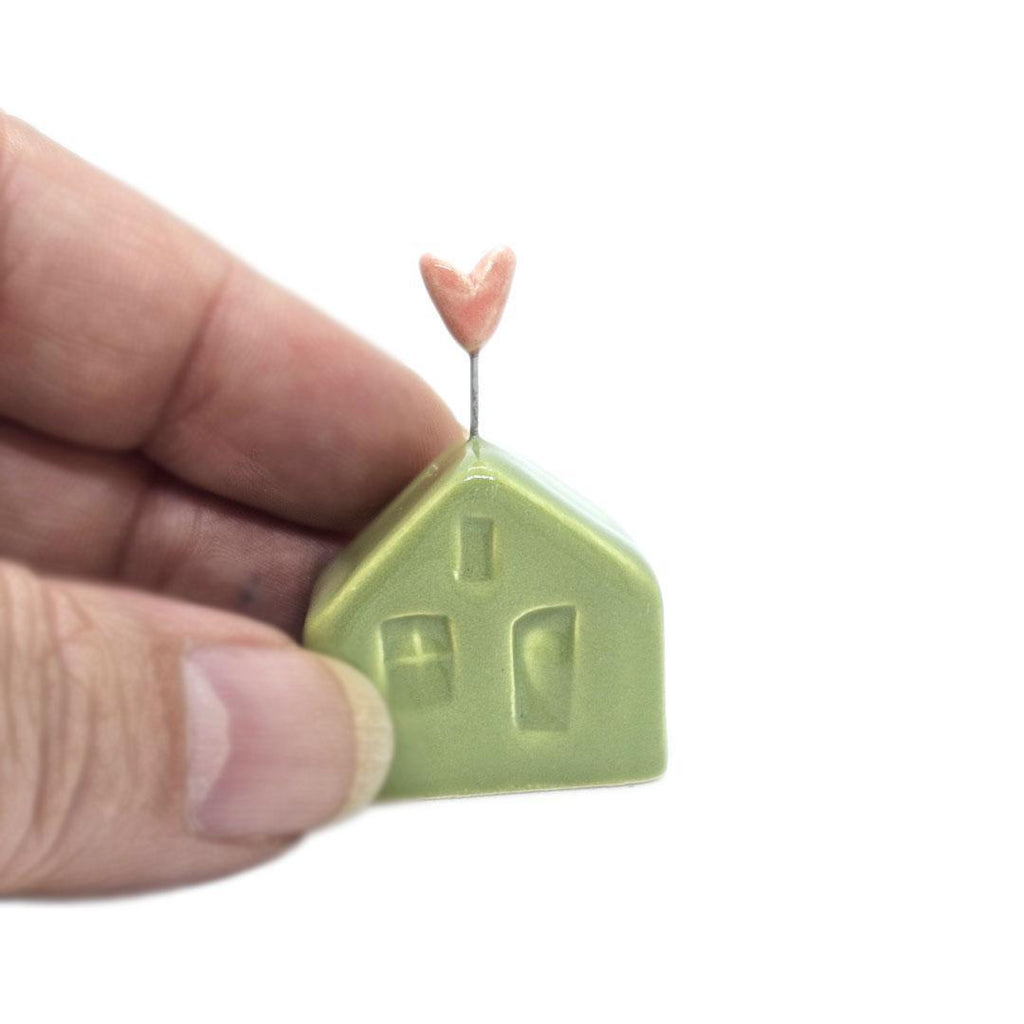 Tiny Pottery House - Grass Green with Heart (Assorted Colors) by Tasha McKelvey