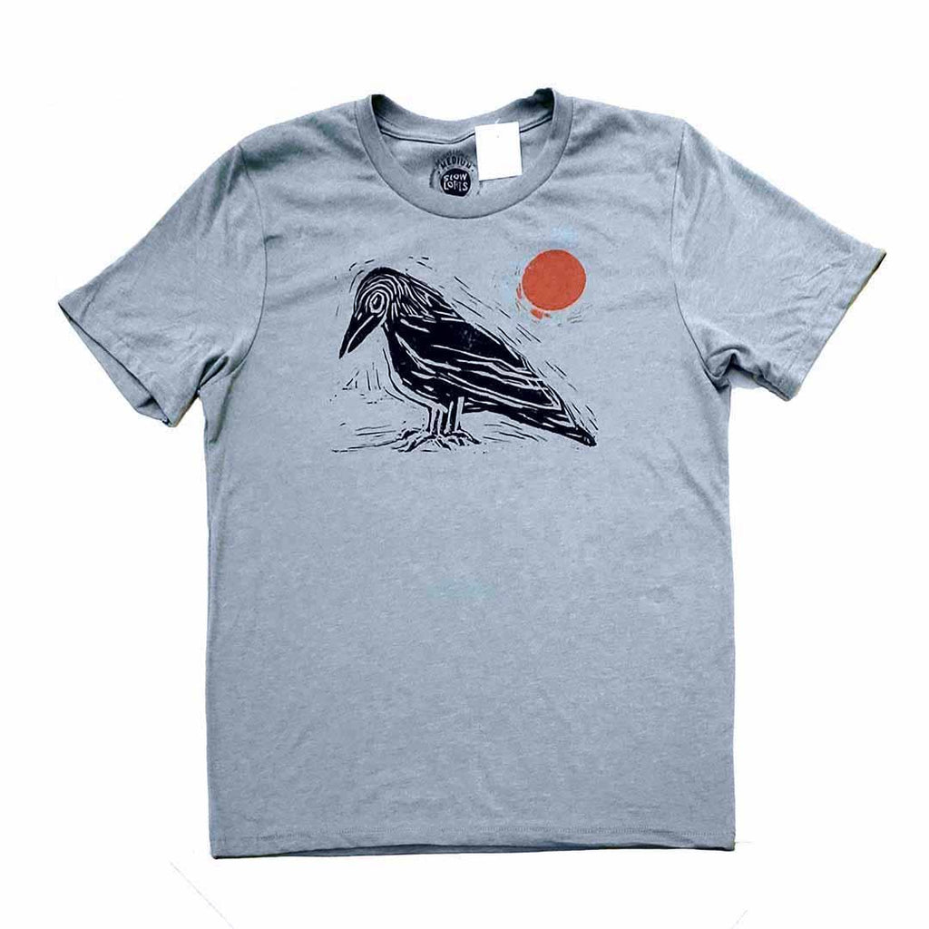 Adult Crew - Block Bird Heather Blue Tee (S - 2X) by Slow Loris
