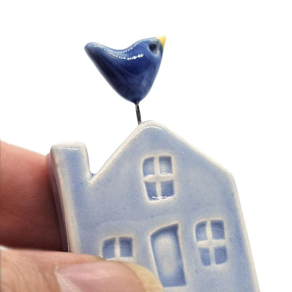 Tiny Pottery House - Light Blue with Bird (Assorted Colors) by Tasha McKelvey