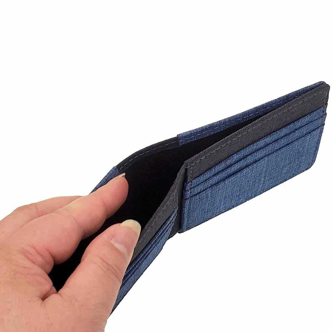Mens Zipper Wallet Vegan Canvas Bifold Wallets
