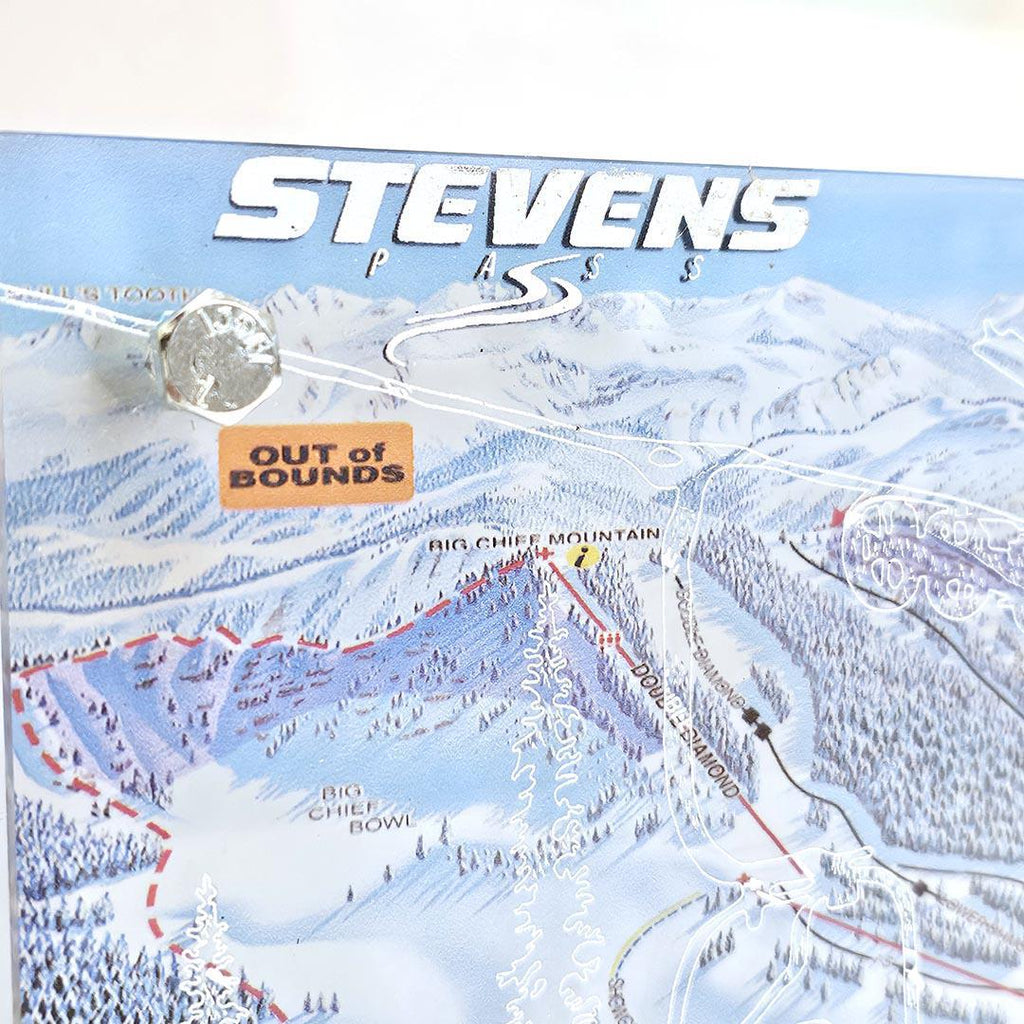 Wall Art - 16x6in - Ski Lift Stevens Pass Floating Frame Map by Modern Terrain Collection