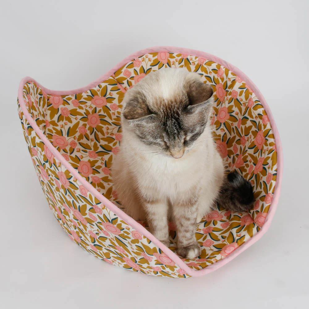 Jumbo The Cat Canoe - Pink Flower with Pink Flower Lining by The Cat Ball