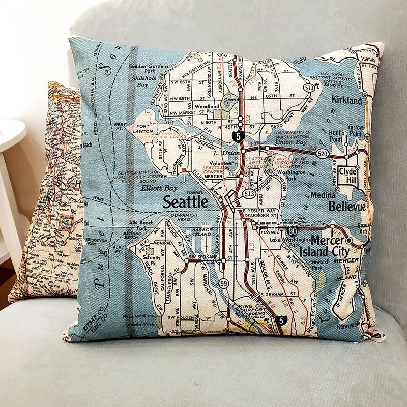 Pillow - Seattle Street Map by Daisy Mae Designs