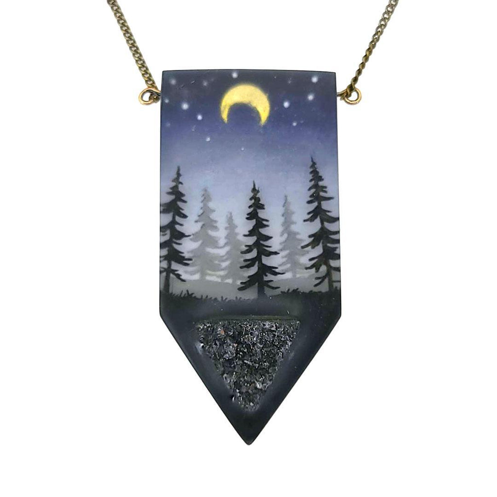 Necklace - Druzy Forest Crystal by Fernworks