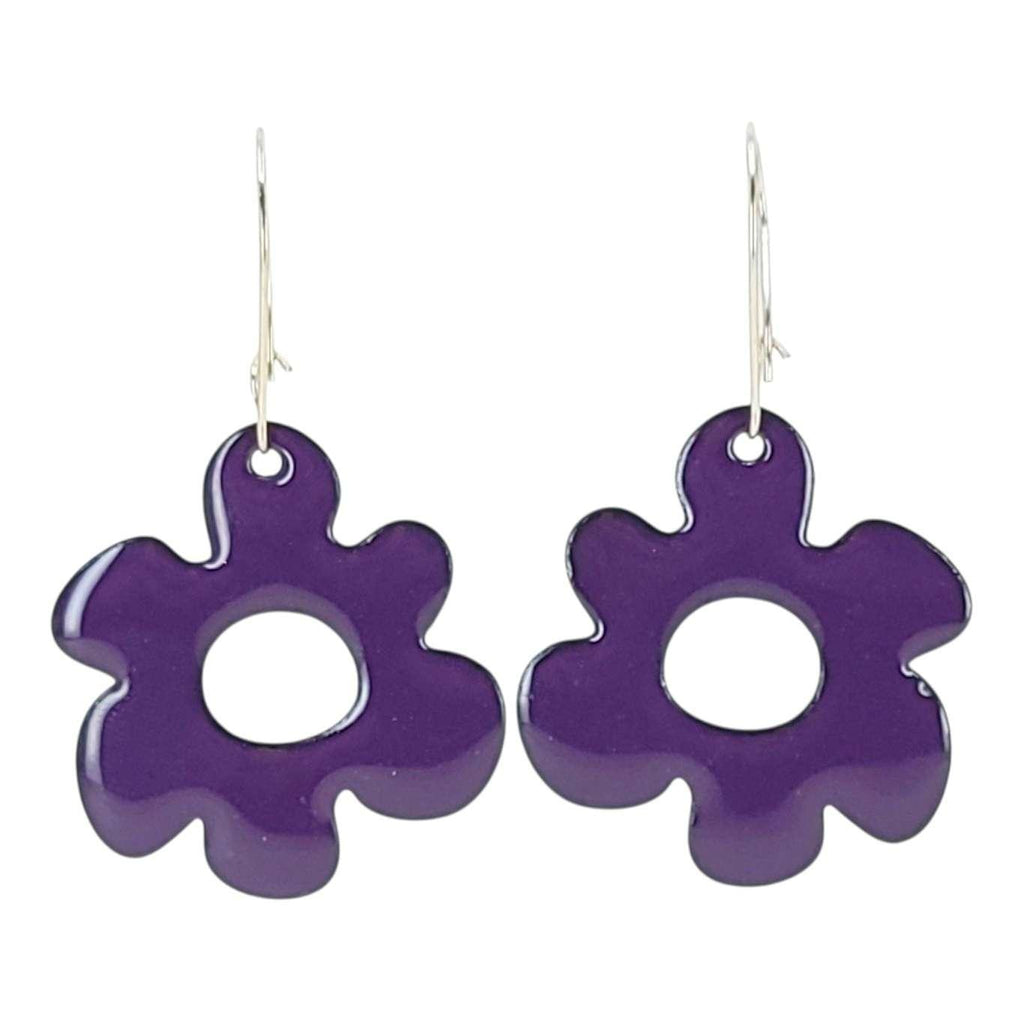 Earrings - Open Mod Flower (Solid Purple) by Magpie Mouse Studios