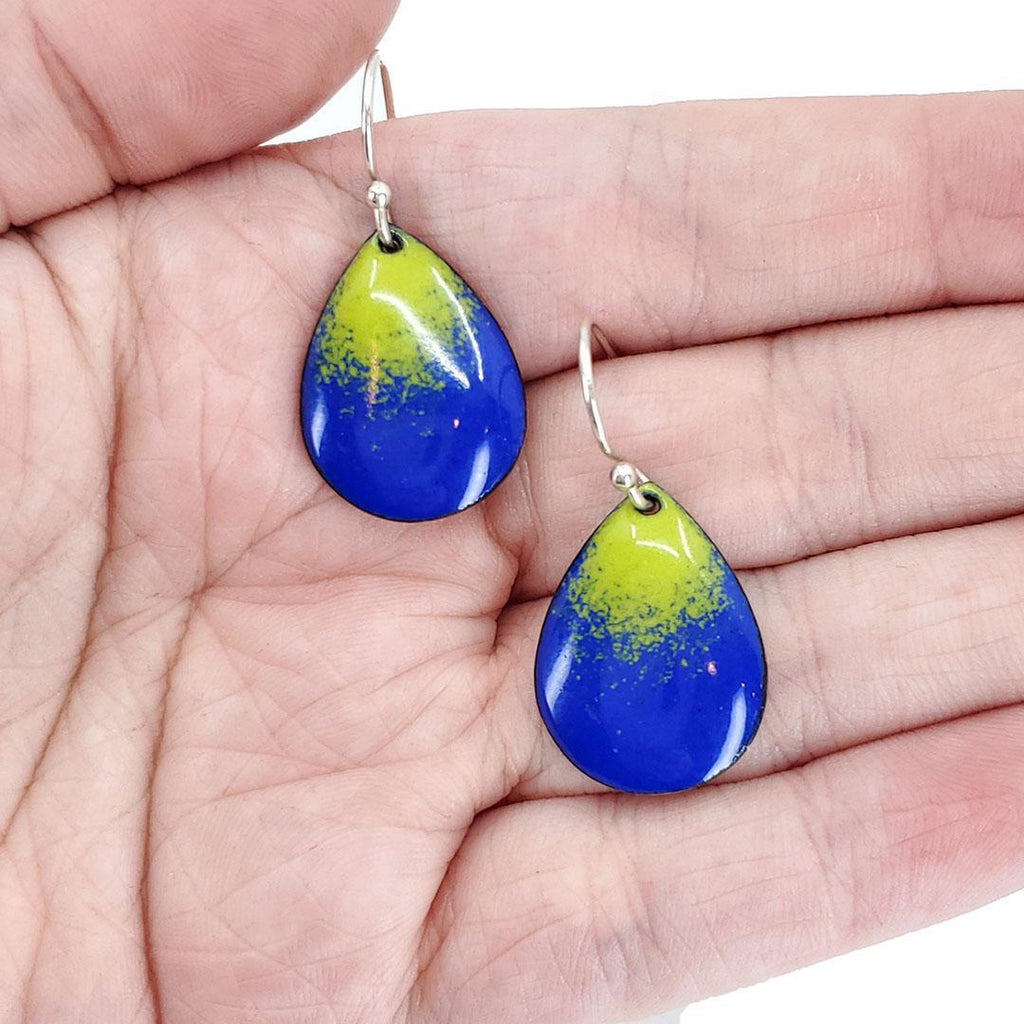 Earrings - Gradient Small Teardrop (Green Blue) by Magpie Mouse Studios