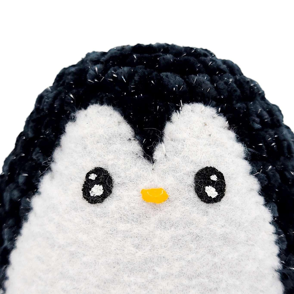 Plush Toy - Large Penguin (Black Sparkle with Green Heart) by Moyo Workshop