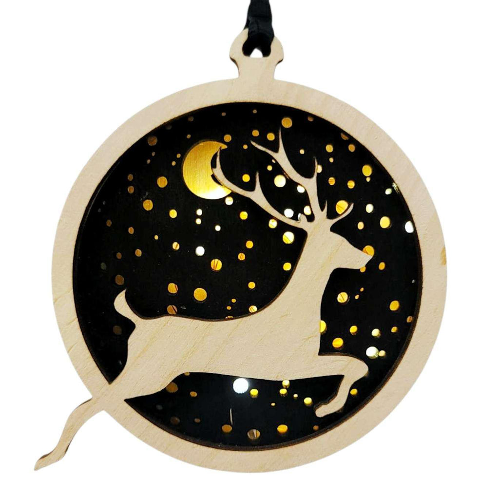 Ornament - Light Up Wood (Deer) by Squirrel Tacos Papercuts