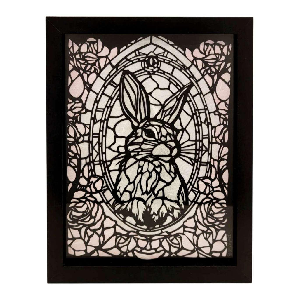 Lightbox - Hand Cut Paper Animal (Bunny Rabbit) by Squirrel Tacos Papercuts