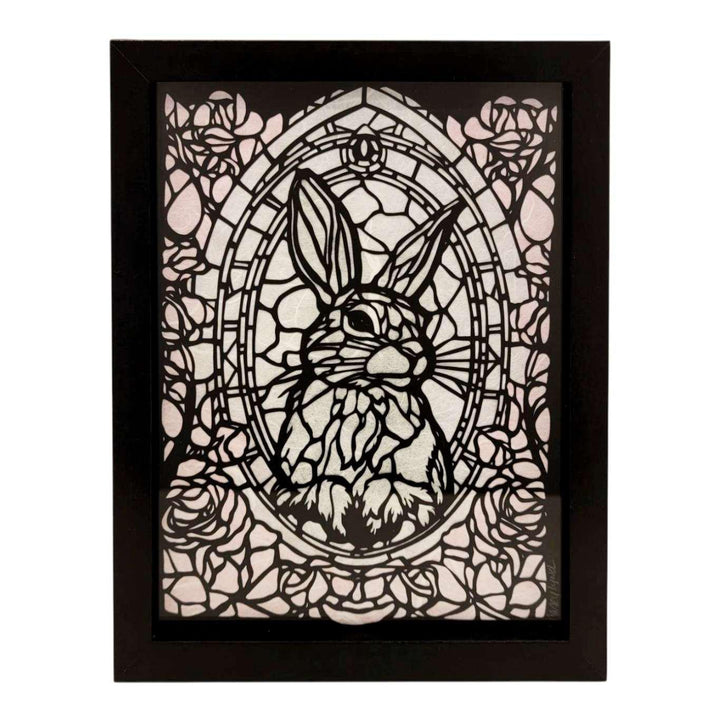 Lightbox - Hand Cut Paper Animal (Bunny Rabbit) by Squirrel Tacos Papercuts