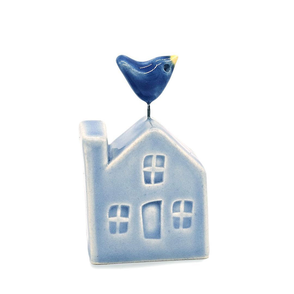 Tiny Pottery House - Light Blue with Bird (Assorted Colors) by Tasha McKelvey