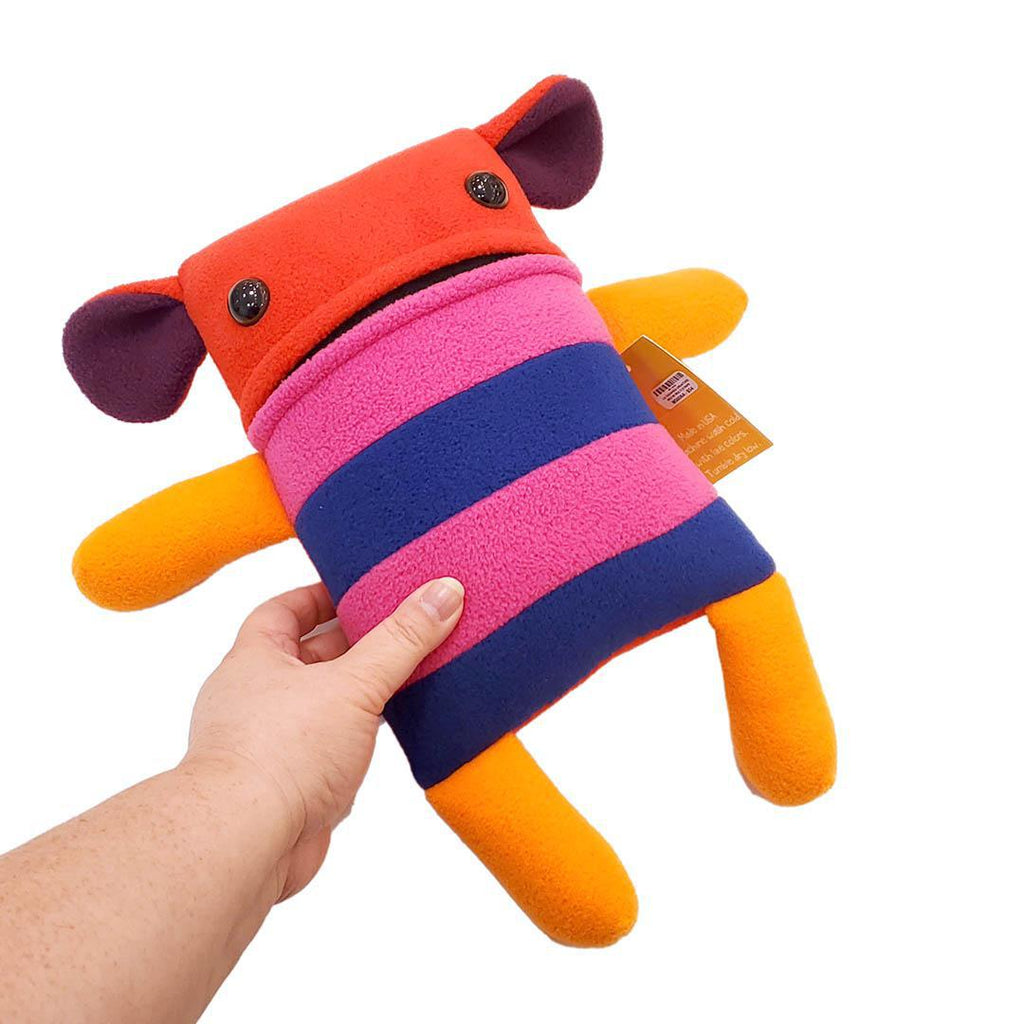 Plush - Large Squared Creature (Red Orange Pink Purple Stripes) by Mr. Sogs