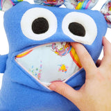 Plush - 14in - Large Chomper Buddy (Blue Rainbow Unicorn) by Peek A Boo Plush, image 5 of 7