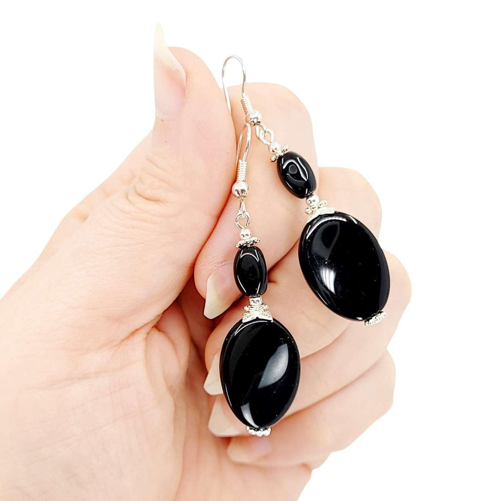 Earrings - Onyx Oval Drops by Tiny Aloha