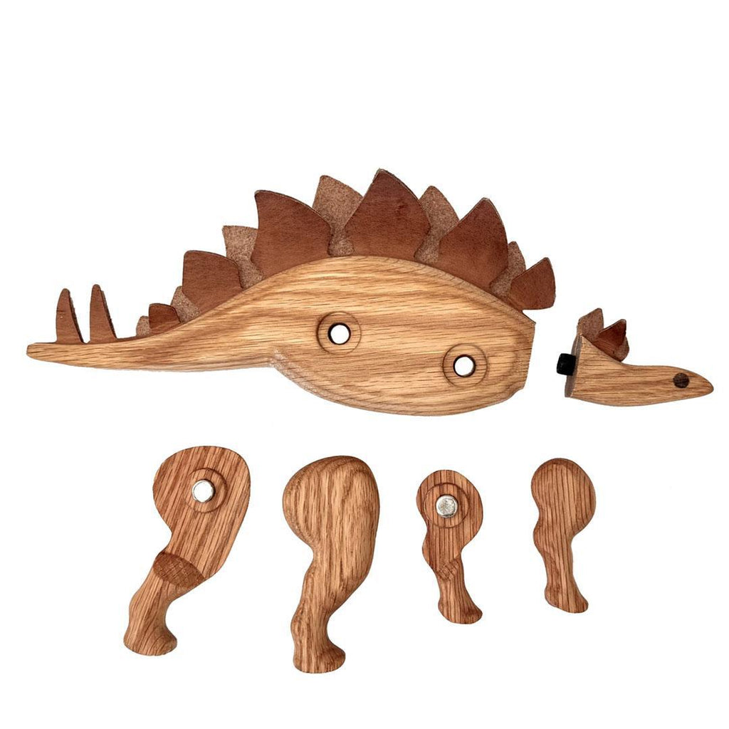 Wood Toy - Stegosaurus Dinosaur with Magnetic Joints by The Serious Toy Company