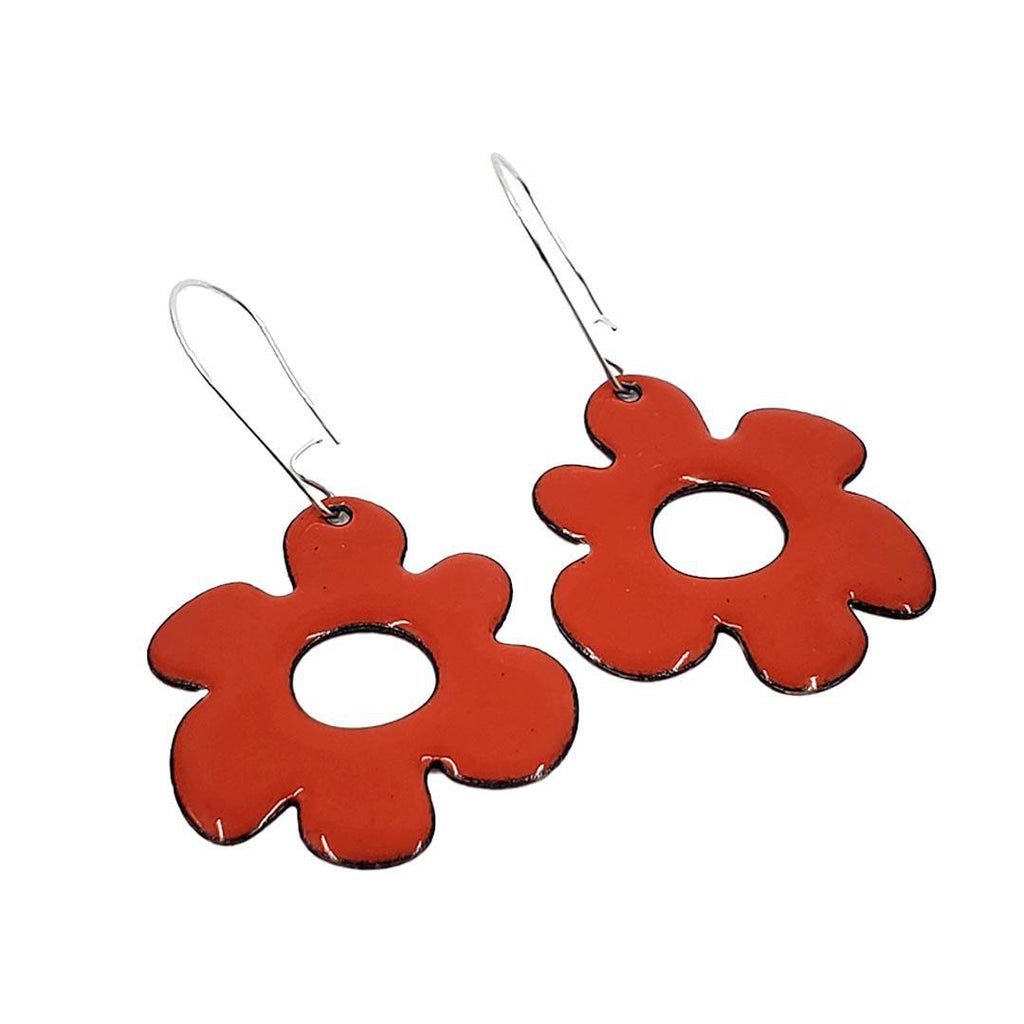 Earrings - Mod Flower (Red Orange) by Magpie Mouse Studios