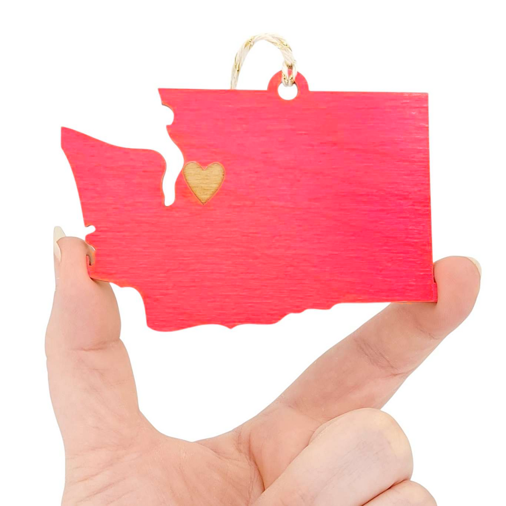 Ornaments - Large - WA State Heart Over Seattle (Assorted Colors) by SnowMade