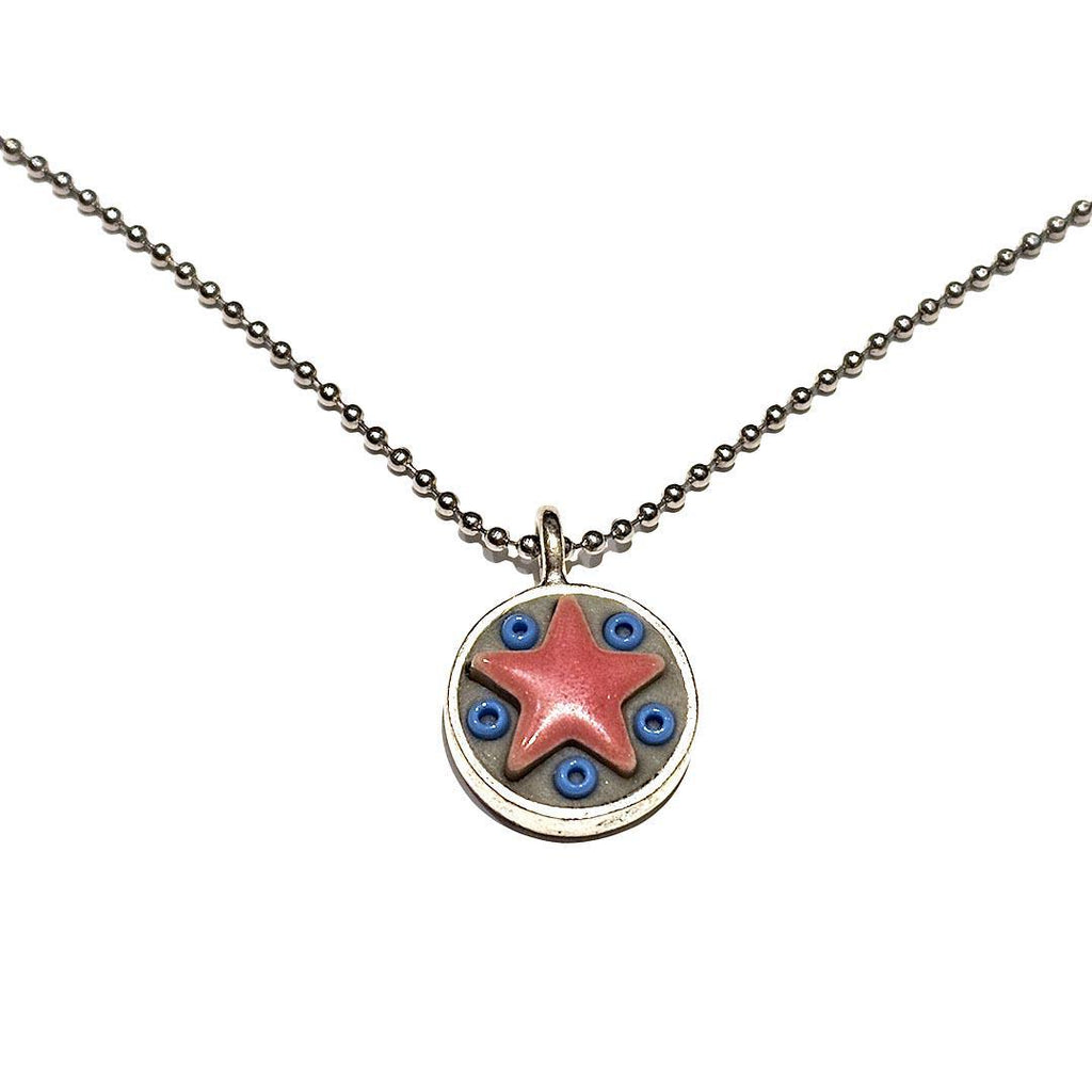 Necklace - Star Baby - Red Star Blue Beads by XV Studios