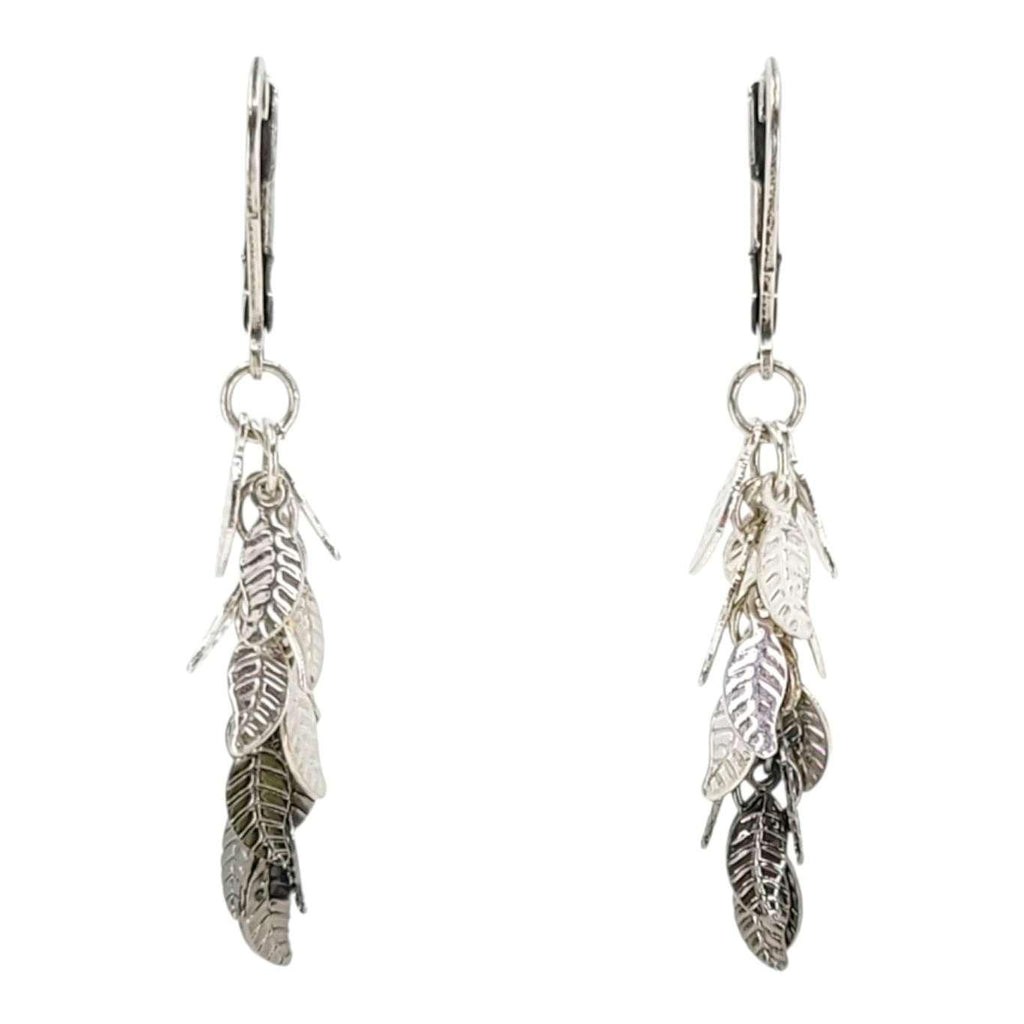 Earrings - Two-Tone Leaf Cascade (Silver Plate) by Diana Kauffman Designs