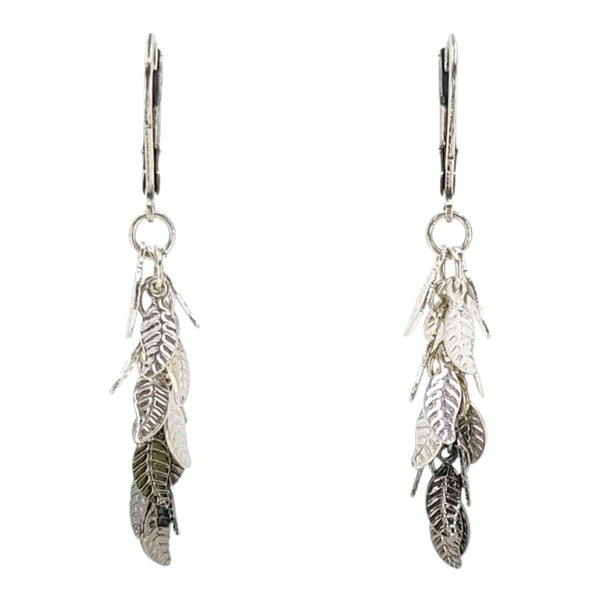 Earrings - Two-Tone Leaf Cascade (Silver Plate) by Diana Kauffman Designs