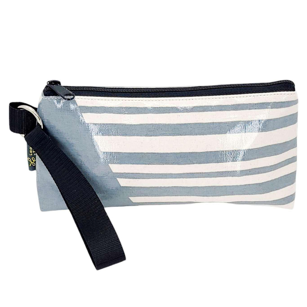 Makeup Bag - Small - Linen Stripes on Gray by Laarni and Tita