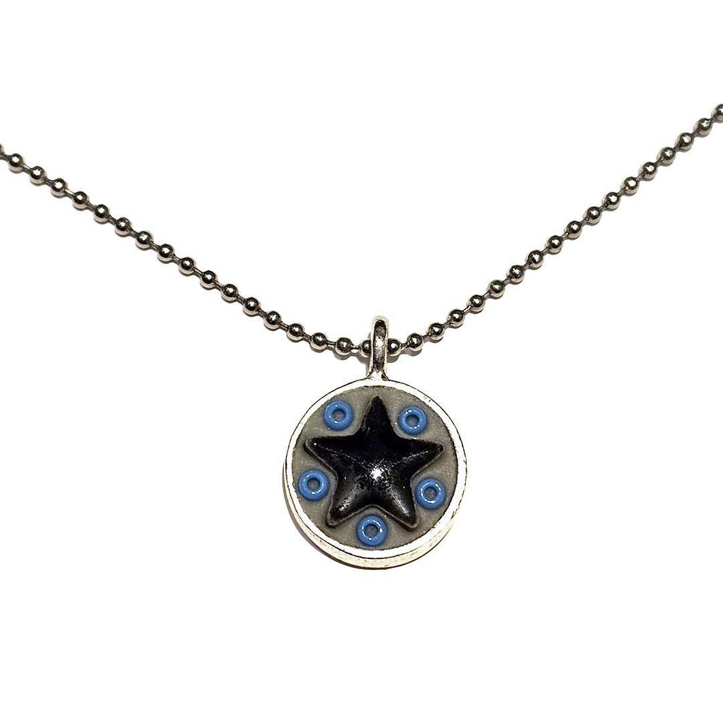 Necklace - Star Baby - Black Star Blue Beads by XV Studios