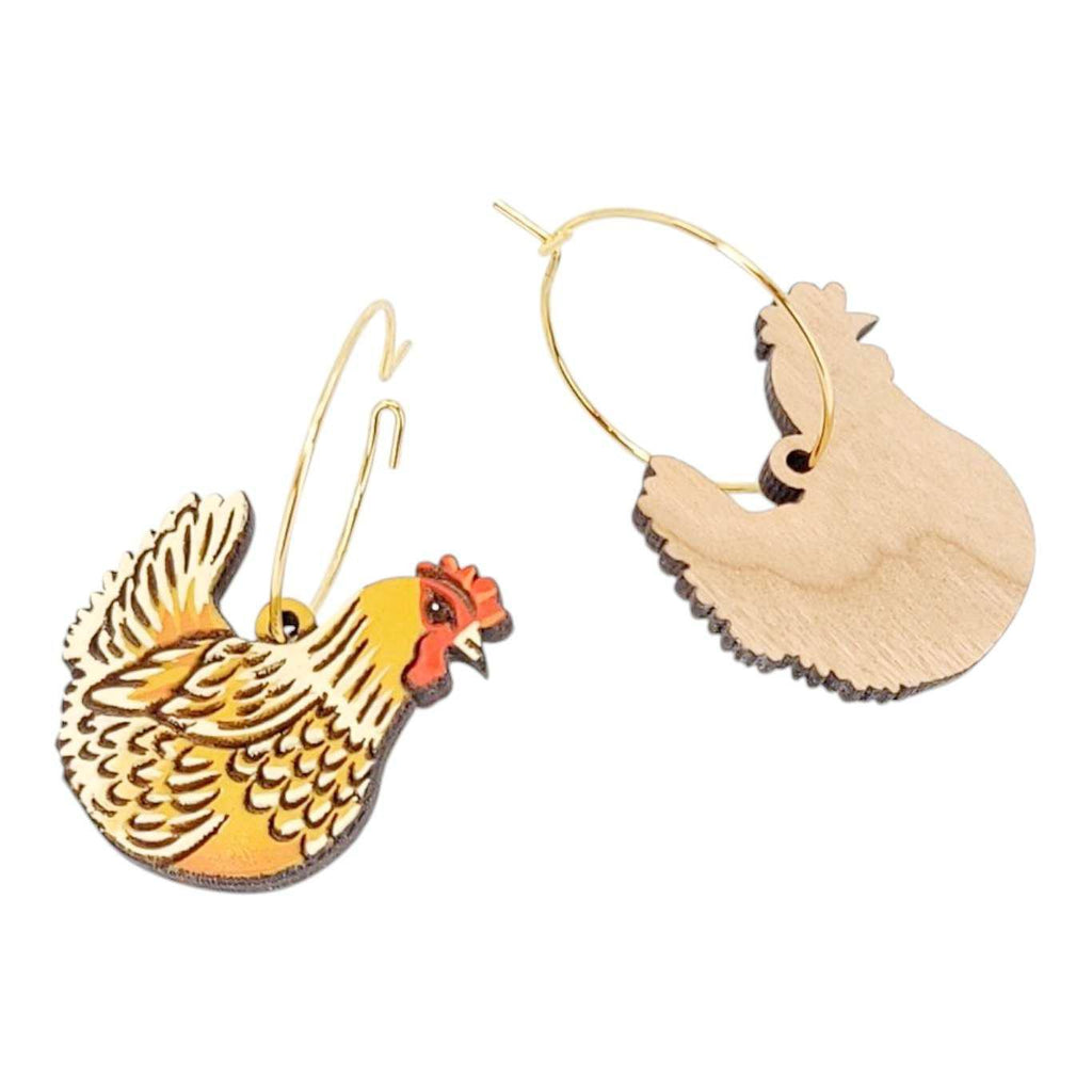 Earrings - Buff Orpington Chicken (Gold Hoops) by Fresh Cuttery