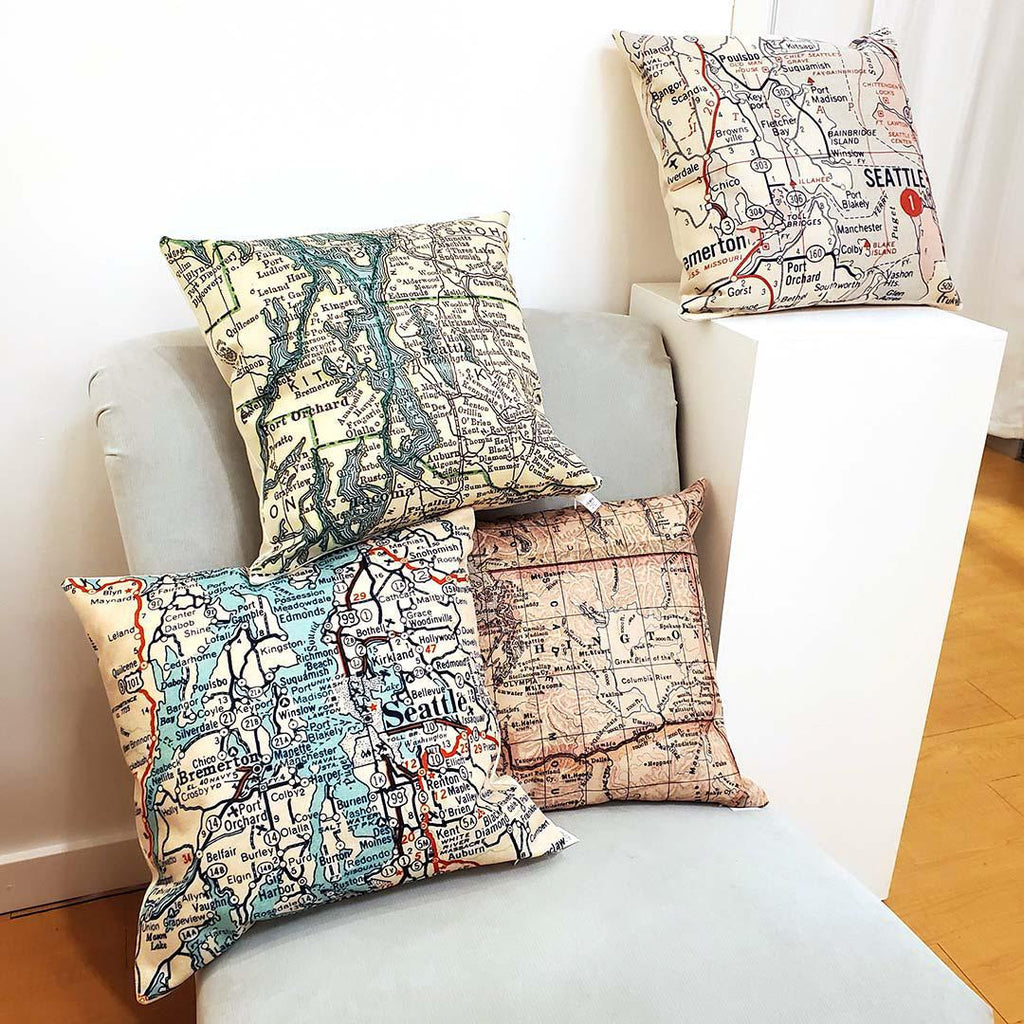 Pillow - Puget Sound Map by Daisy Mae Designs