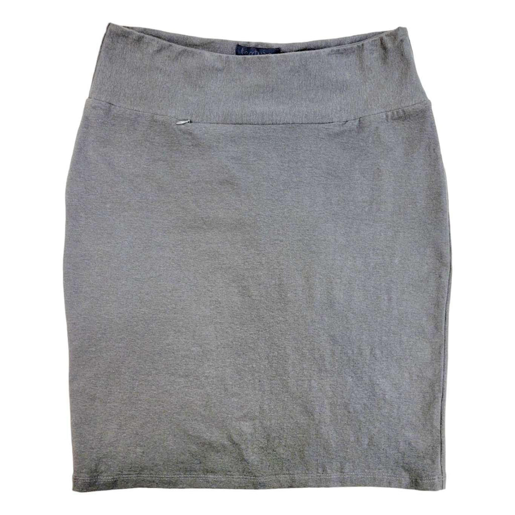 (20% Off) Skirt - Pewter Gray Fitted Knee Length Comfy Skirt® (Size S Only) by Texture Clothing