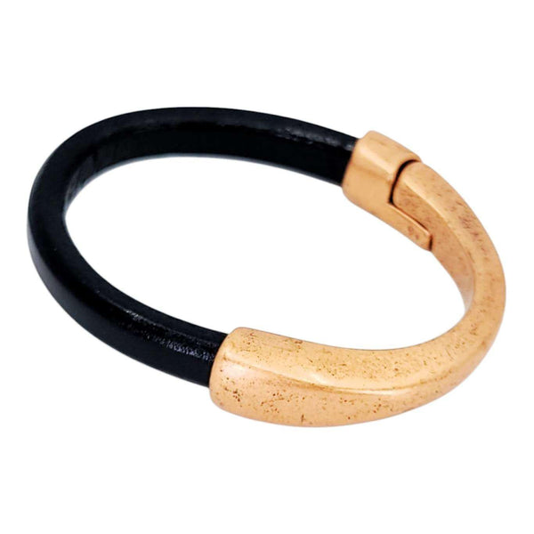 Bracelet - Black Leather Breakaway (Assorted Metals) by Diana Kauffman Designs