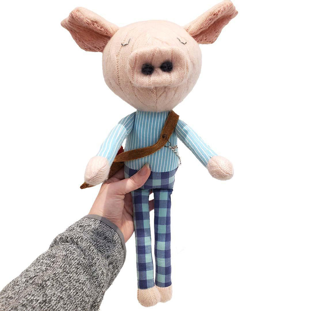 Plush - Pig in Blue Striped Shirt by Fly Little Bird
