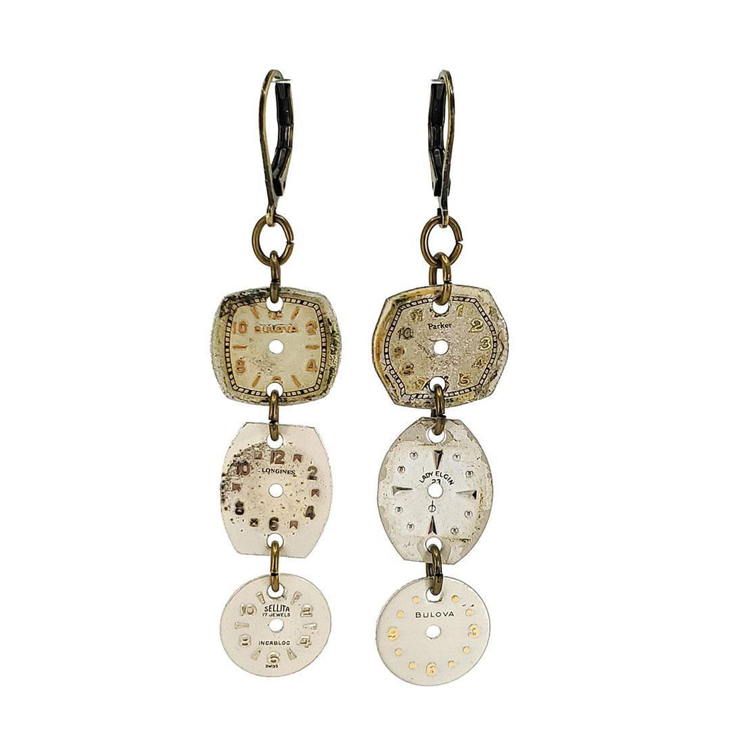 Earrings - Watch Dials Trio - Antiqued Brass (A, B, or C) by Christine Stoll